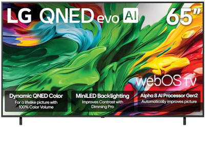 Image: LG 65-inch Class QNED evo AI QNED85A Series Mini LED 4K Smart webOS TV (2025 Edition)