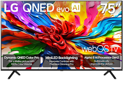 Image: LG 75-inch Class QNED evo AI QNED92A Series Mini LED 4K Smart webOS TV (2025 Edition)