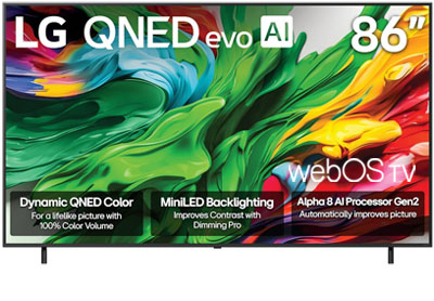 Image: LG 86-inch Class QNED evo AI QNED85A Series Mini LED 4K Smart webOS TV (2025 Edition)