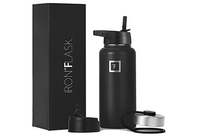 Image: Iron Flask 32 oz Insulated Sports Water Bottle with 3 Lids